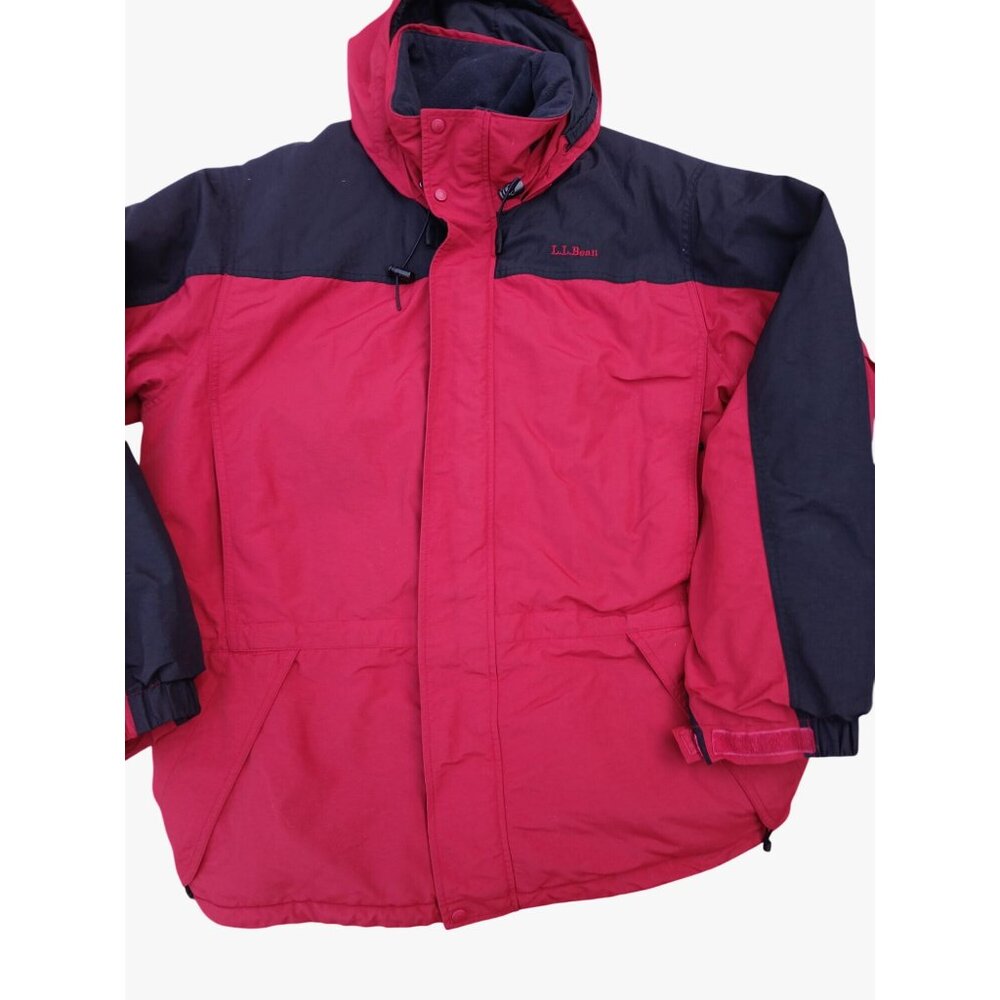 LL Bean Mens Hooded Outdoor Jacket Size L Water Resistant Nylon Thinsulate Trail